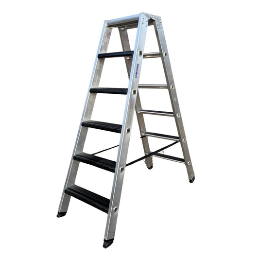 MUNK Stufen-Stehleiter - 2x6 Stufen - beidseitig begehbar *Ausstellungsware* *rutschfest*