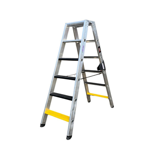 MUNK Stufen-Stehleiter - 2x6 Stufen - beidseitig begehbar *Ausstellungsware* *extrem rutschfest*