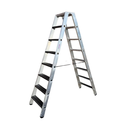 MUNK Stufen-Stehleiter - 2x8 Stufen - beidseitig begehbar *Ausstellungsware* *rutschfest*